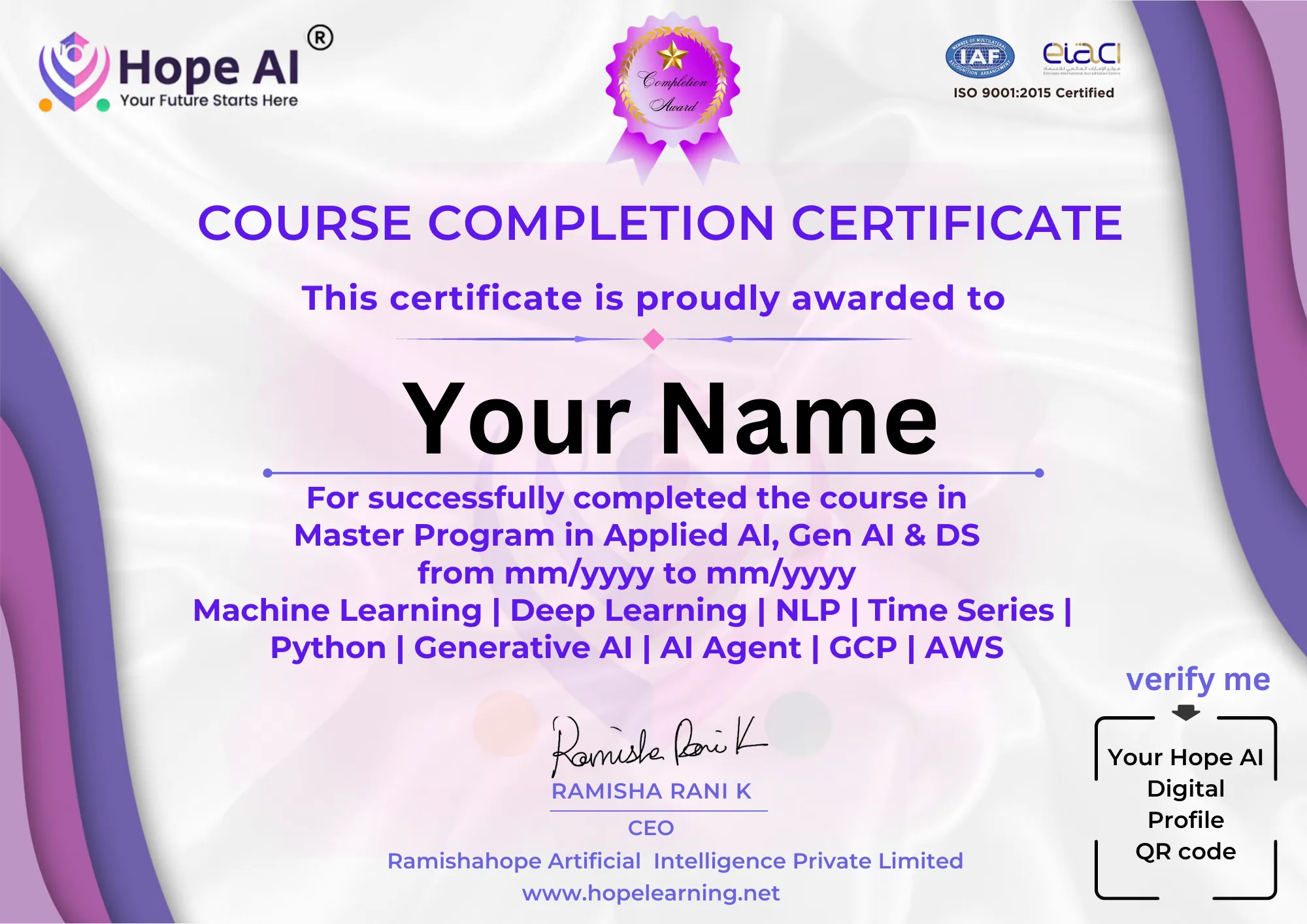 AI Course Certificate