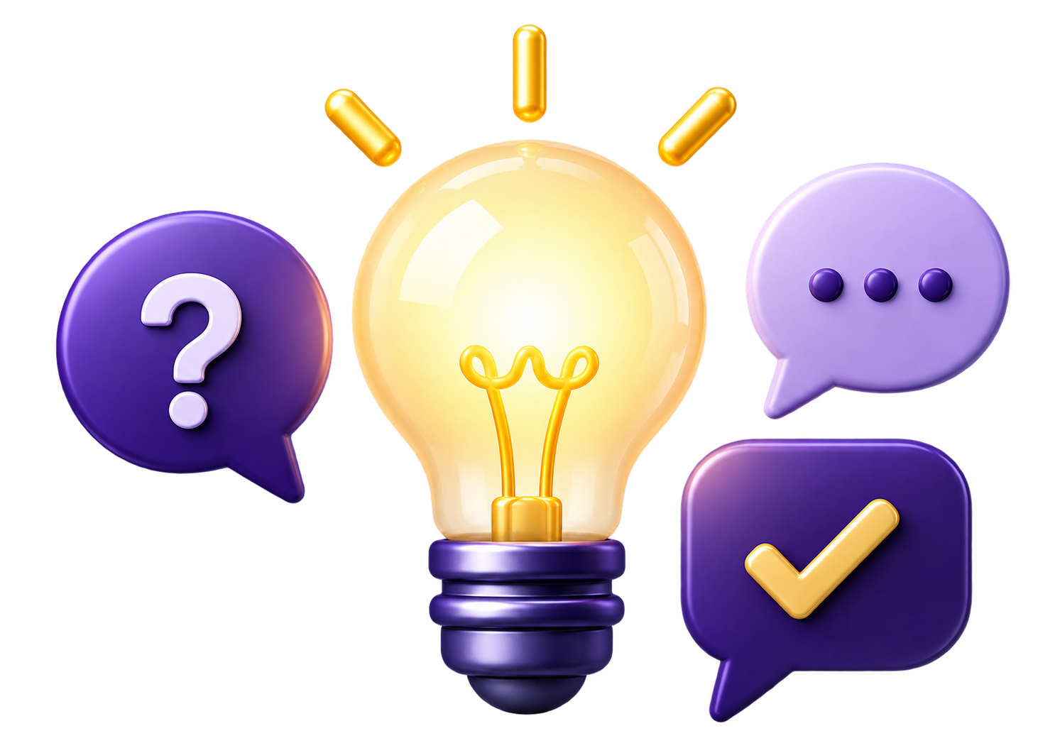 Light bulb and message icons representing independent problem-solving
