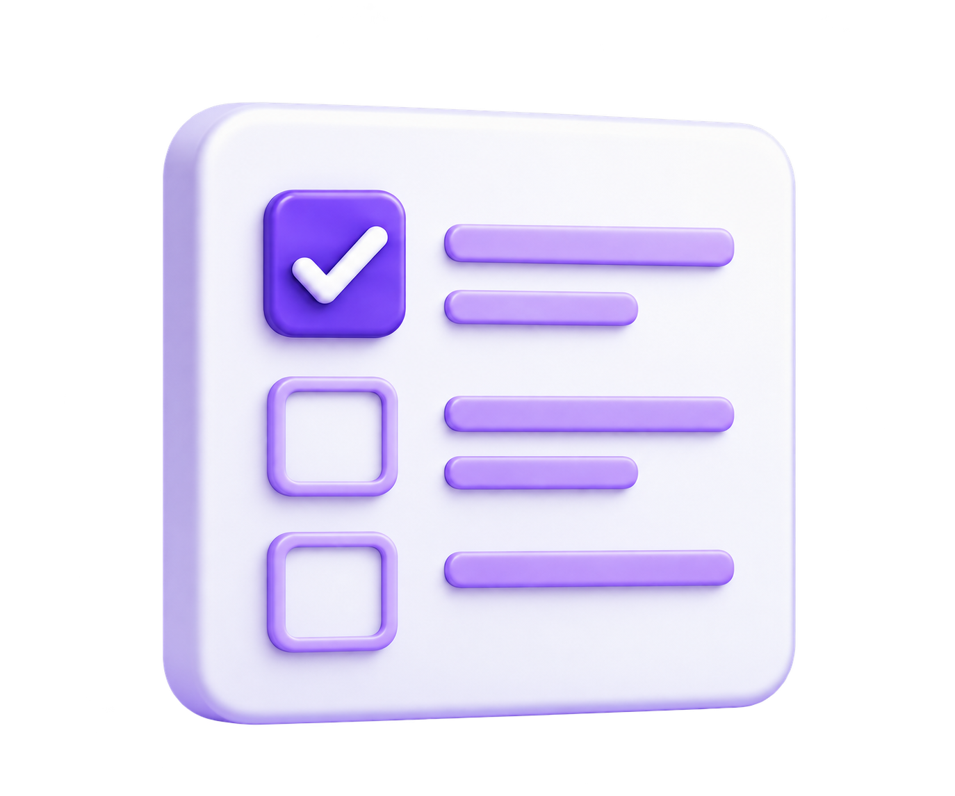 Checklist representing multiple-choice questions