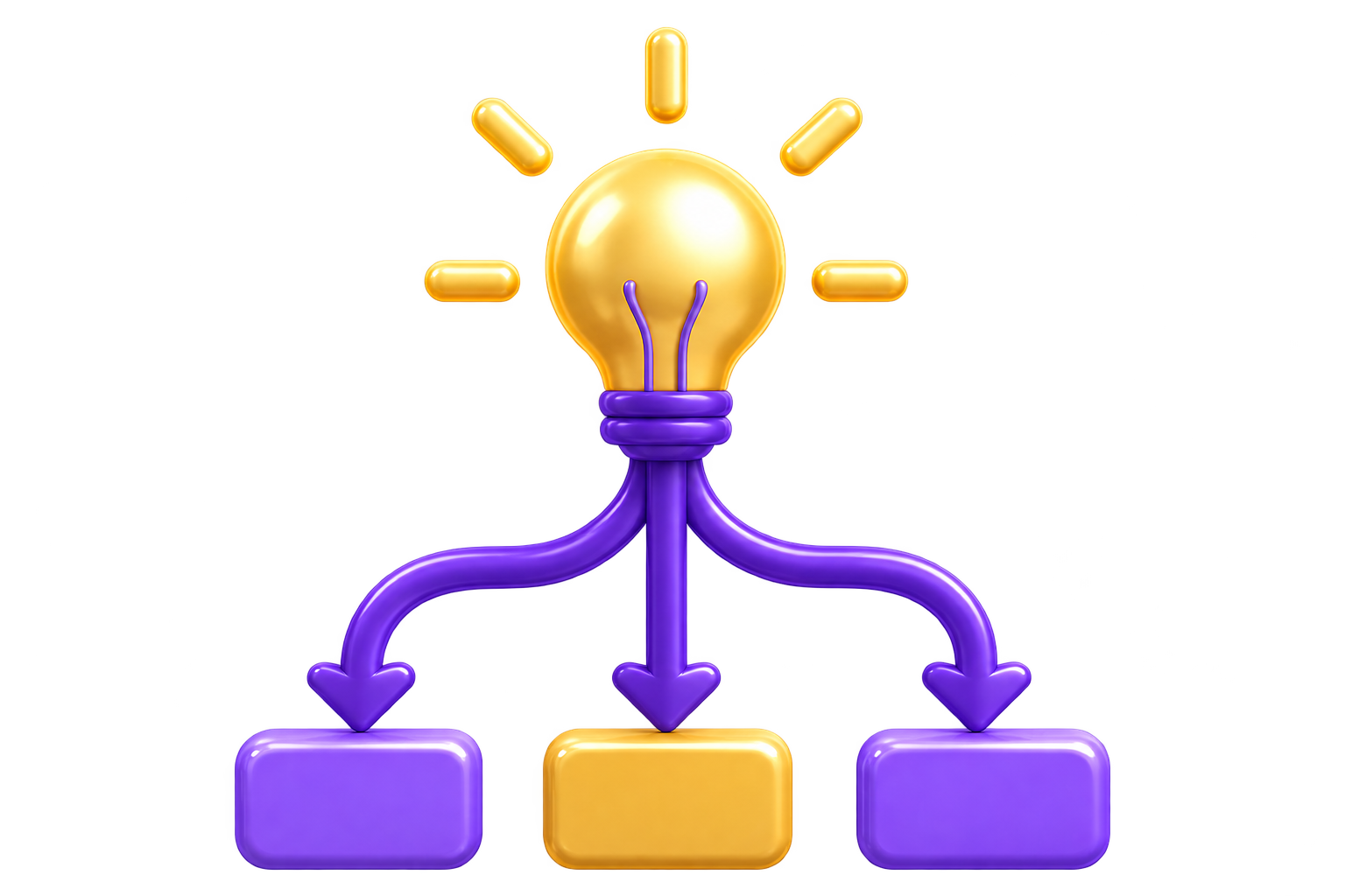 Light bulb and branching paths representing scenario-based questions