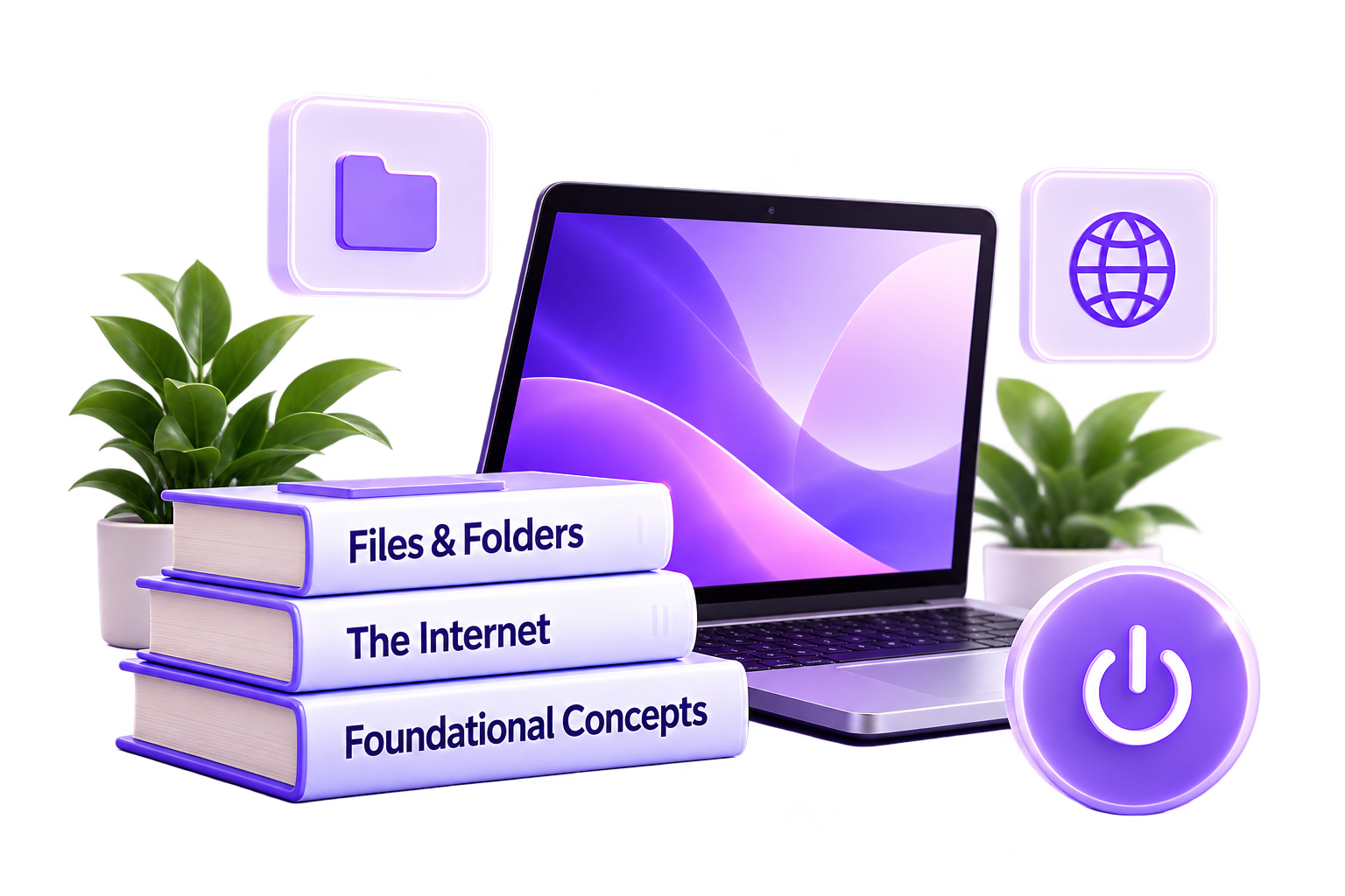 Foundational laptop skills, files and folders, and internet basics