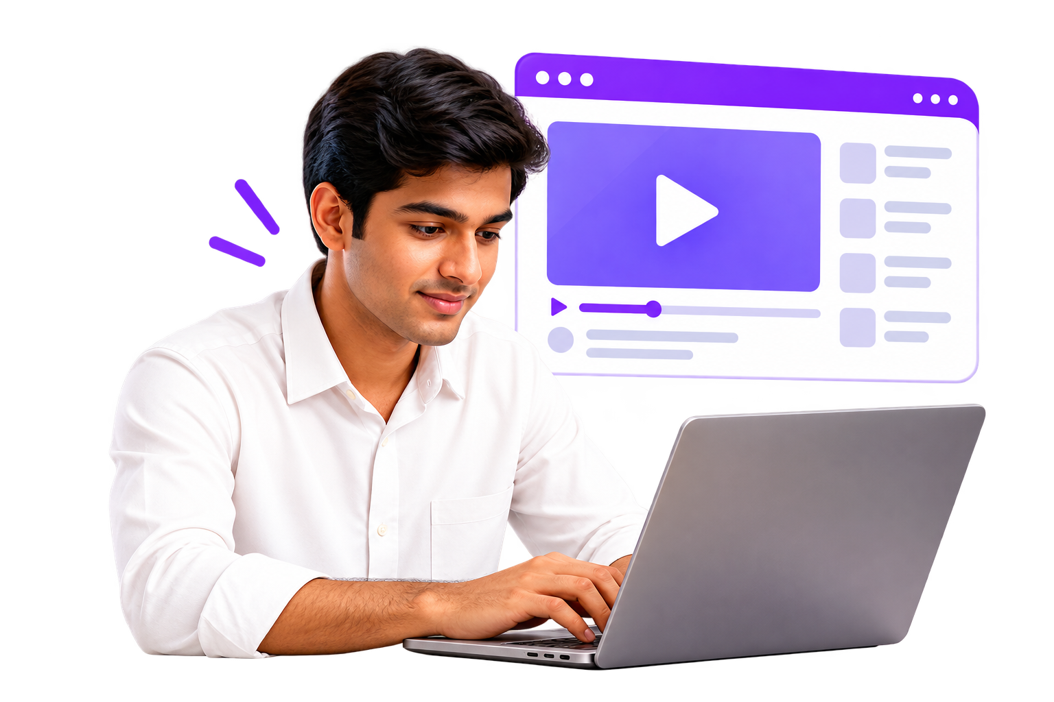 Learner following a lesson on a laptop