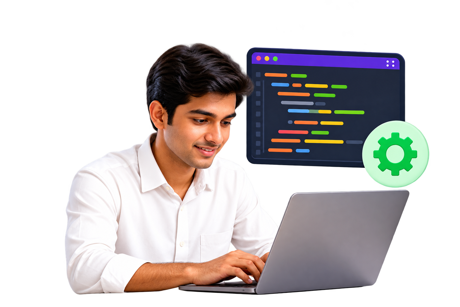Learner practising coding on a laptop